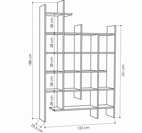 Стеллаж Прямые MANCO BOOKCASE (ЛДСП) LEVE
