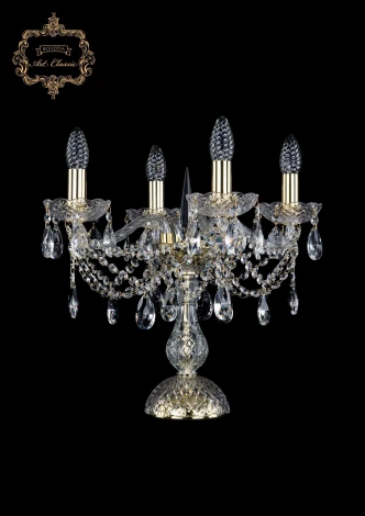 Интерьерная настольная лампа Art Classic 12.21 12.21.4.141-37.Gd.Sp (220V, хрусталь, подвески, подсвечник, свеча)