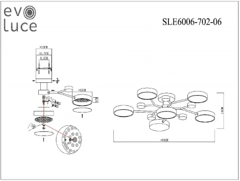 Потолочная люстра на штанге Evoluce Faema SLE6006-702-06