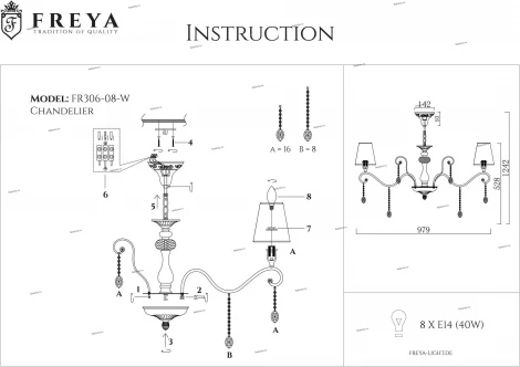 Подвесная люстра Freya Adelaide FR2306-PL-08-W