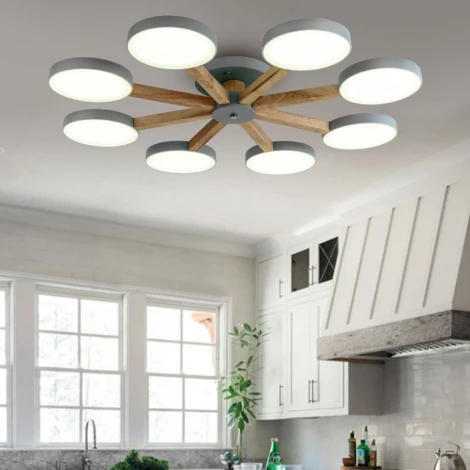 Потолочная люстра Wi-Fi на штанге Turna 8 Gray By ImperiumLoft Turna01 (LED, 220V, голосовое управление, умный дом - Алиса)