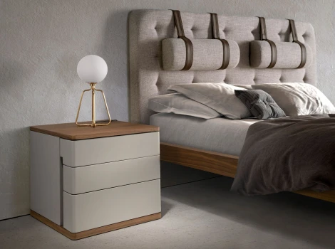 Прикроватная тумбочка 7166/MB2320NS из серого лака и шпона ореха Angel Cerda 194604