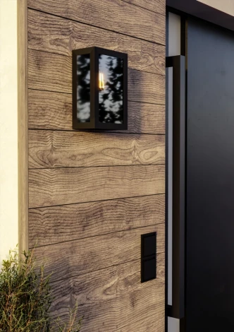 Настенный уличный светильник Eglo Alamonte Smoke 33627 1x40W(E27) IP44 сталь, черный, стекло, черный, прозрачный