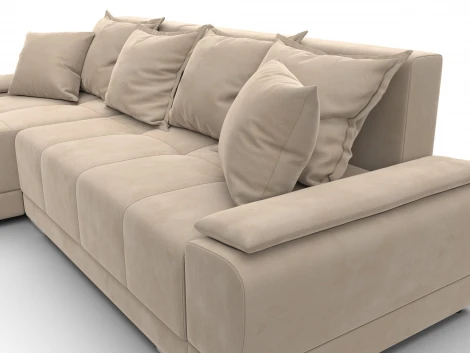 Диван угловой Лига-119 угол левый (ДСП,Брус,Фанера,ЛДС,Велюр/Бежевый) Лига Диванов 137089L