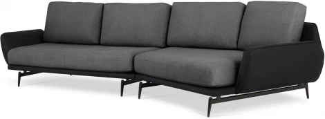 Диван Ispani угловой правый ОГОГО (арт.803471), (Ткань,Экокожа/Серый,Черный)