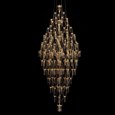 Подвесная люстра светодиодная хрустальная с пультом с регулировкой цветовой температуры Modelux ML.7826.800P GD