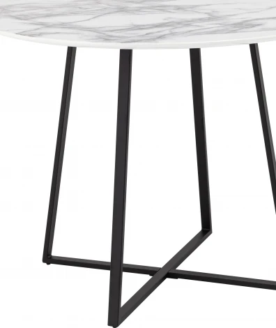 Стол обеденный Stool Group Дакота 100*100 белый мрамор ножки черные