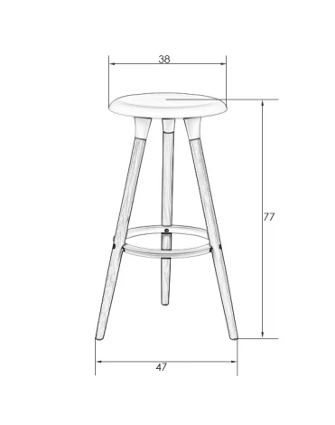 Табурет барный ROYCE (ножки светлый бук, цвет чёрный (B-03))