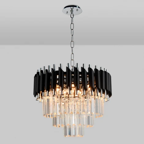 Подвесная люстра хрустальная Natali Kovaltseva DARIAN 76017/5C CHROME BLACK 5 x E14, 40W, CHROME BLACK