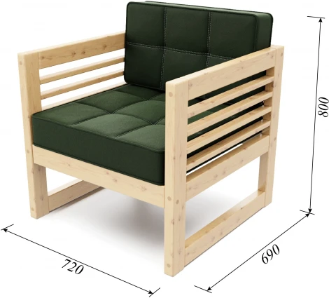 Кресло Arsko Сега сосна велюр зеленый