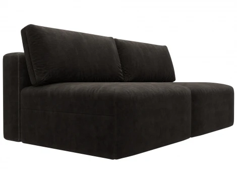 Диван прямой модульный Лига-060 НПБ (ЛДСП,Брус,Фанера/Пластик/Велюр/Коричневый) Лига Диванов 129473