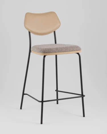 Стул полубарный Casey серо-коричневый с бежевой экокожей Stool Group арт.УТ000039576
