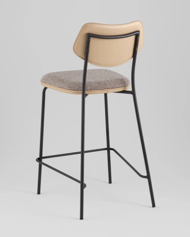 Стул полубарный Casey серо-коричневый с бежевой экокожей Stool Group арт.УТ000039576