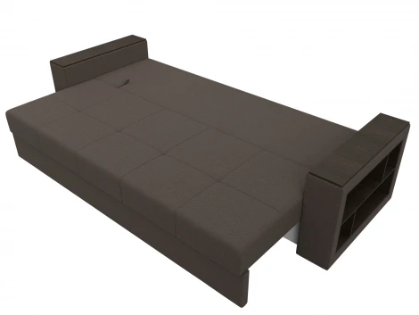 Диван прямой Дубай Лайт полки справа (ДСП,ЛДСП/Пластик/Рогожка/Коричневый) Лига Диванов 132281
