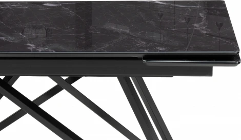 Стол стеклянный Notta Вилсон 140(200)х80 черный мрамор / черный арт.612173