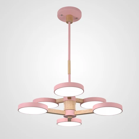Потолочная люстра Wi-Fi на штанге Turna Dbl L6 Pink By ImperiumLoft Turna-Dbl01 (LED, 220V, голосовое управление, умный дом - Алиса)