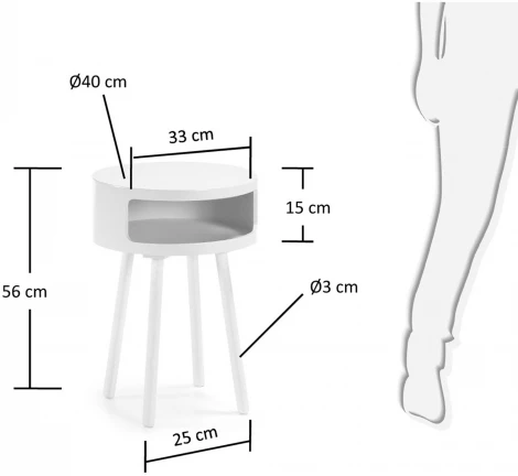 Журнальный стол La Forma (ex Julia Grup) Kurb (Белый/ Дерево,Фанера,МДФ,Каучук)