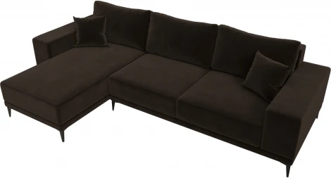 Диван угловой Льюес левый (Коричневый/Микровельвет) Лига Диванов арт.122405L