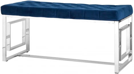 Банкетка-скамейка Stool Group БРУКЛИН велюр синий сталь серебро УТ000001485