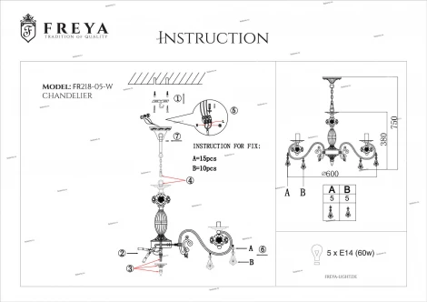 Подвесная люстра Freya Faberge FR3218-PL-05-WG
