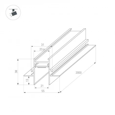 Шинопровод под гипсокартон магнитный Arlight 033460 (24V)