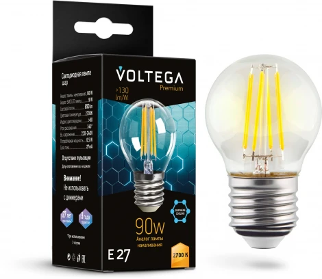 Светодиодная лампа 9W 2700K E27 Voltega Globe E27 9W Graphene 7223