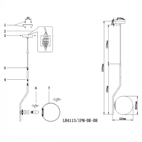 Подвесной светильник Lumien Hall Paterno LH4113/1PM-BK-BR