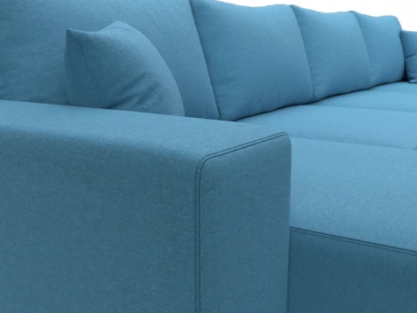 Диван П-образный Льюес (Голубой/Рогожка) Лига Диванов арт.124190