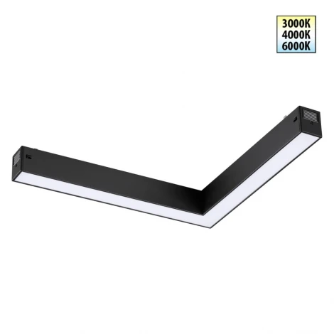 Трековый светильник угловой трехфазный Novotech Vector 359944 черный с переключ. цв. темпер. IP20 LED 20W 3000К\4000К\6000К 90-240V