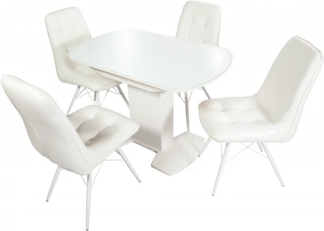 Стол Корсика, Белый матовый/Стекло белое, Аврора