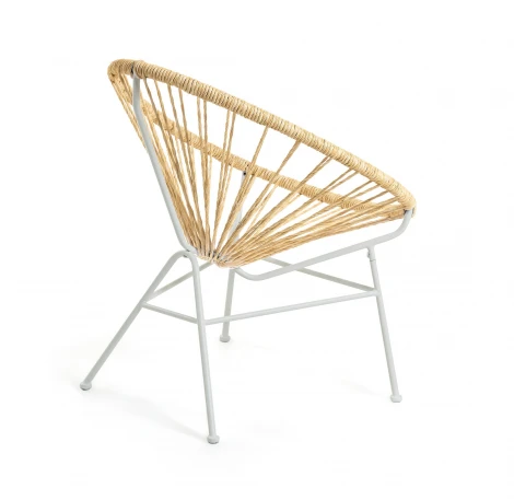 Кресло из ротанга La Forma (ex Julia Grup) Samantha (Белый,Бежевый/ Веревка,Металл,Пластик,Сталь,Искусственный ротанг)