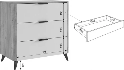 Адам Комод, цвет дуб крафт золотой/графит Mebelson (арт.MSA-02.2564)
