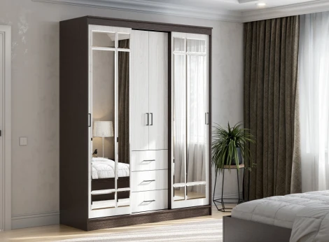 Шкаф-купе Woodville Луара дуб венге / ясень анкор светлый 536247