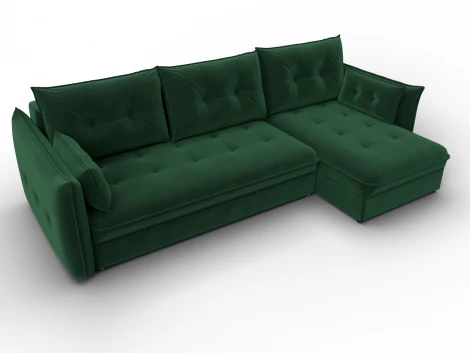 Диван угловой Лига-100 НПБ угол универсальный (ДСП,Фанера/Пластик/Велюр/Зеленый) Лига Диванов 133680
