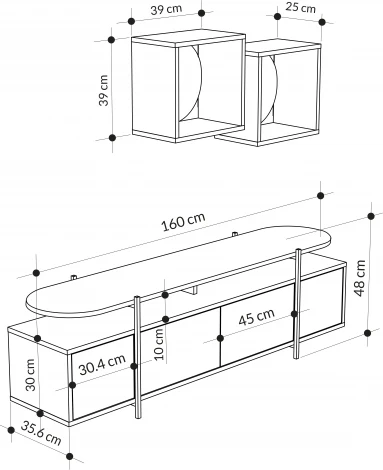 ТВ тумба HANLEY TV UNIT (Дерево/Белый) LEVE