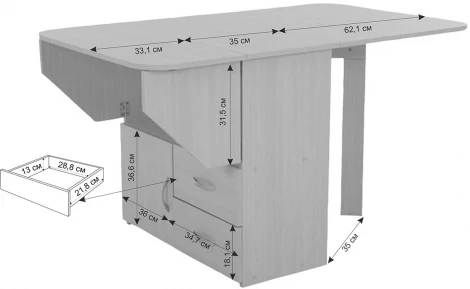 Стол-тумба раскладной Mebelson (ЛДСП/Дуб сонома) арт.KM-0003.1544