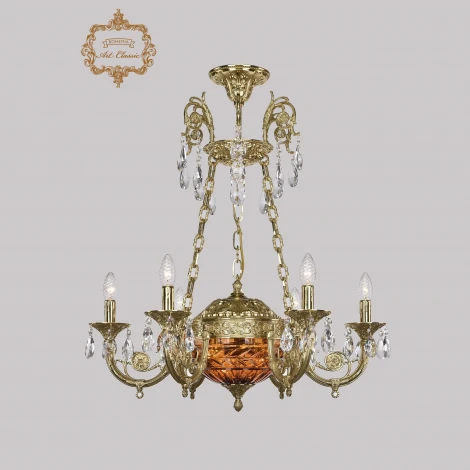 Подвесная люстра с хрустальными подвесками Art Classic 31.44 31.44.6.KR175SP.250IT.G.Sp.Amber.1D