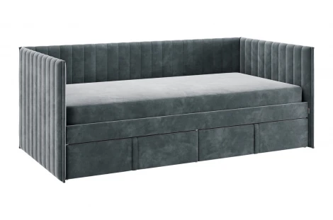 Кровать с ящиками Твикс (Софа) 90х200 см Mebelson (ДСП,Велюр/Графит) арт.171562,2171