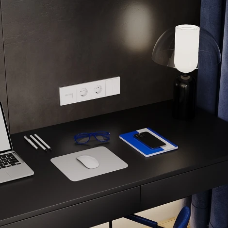 Выключатель двухклавишный (белый матовый) Voltum S70 VLS020102