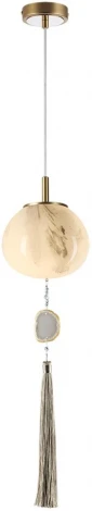 Подвесной светильник Odeon Light Fiolent 5432/1 золотой(под латунь)/стекло/кисточка/агат E14 1*40W (220V, на проводе)