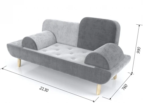 Диван Arsko Леда серый вельвет