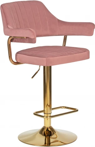 Стул барный DOBRIN CHARLY GOLD (розовый велюр (MJ9-32)) 5019_Golden-LM 5019_Golden-LM, цвет сиденья розовый (MJ9-32), основания золото