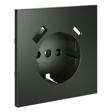 Накладка для розетки с заземлением и защитными шторками, с USB A+C Voltum S70 VLS001006 (титан)