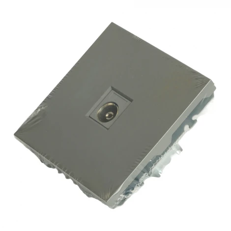 ТВ-розетка (платиново-серый, soft touch) Stekker Эмили 49953