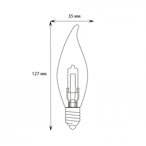 Лампочка галогенная свеча на ветру прозрачная E14 42W Uniel HCL-42/FR/E14 flame