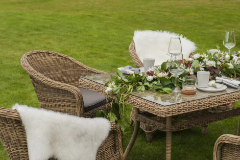 Обеденная группа плетеная, цвет соломенный 4SIS Эспрессо EC6T-7-SET