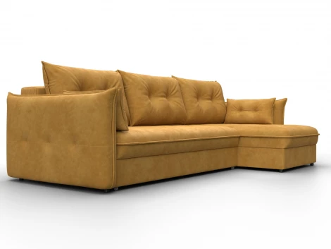 Диван угловой Лига-100 НПБ угол универсальный (ДСП,Фанера/Пластик/Велюр/Желтый) Лига Диванов 133658