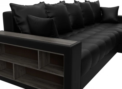 Диван угловой с декором и полкой Лига-050 НПБ Лига Диванов (Экокожа) арт.128605