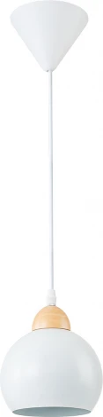 Подвесной светильник Escada Solo 10178/1S White 1х40Вт Е27, металл/дерево/пластик, белый/дерево