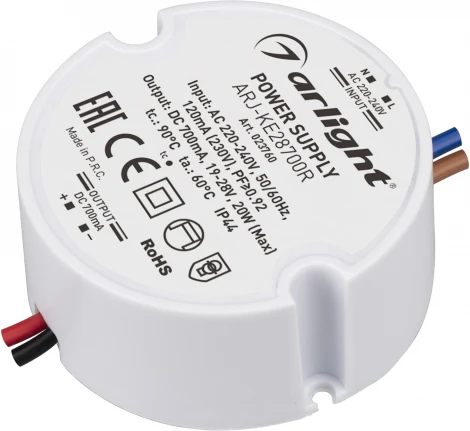 Блок питания ARJ-KE28700R (20W, 700mA, PFC) (IP44 Пластик) 023760 Arlight ARJ